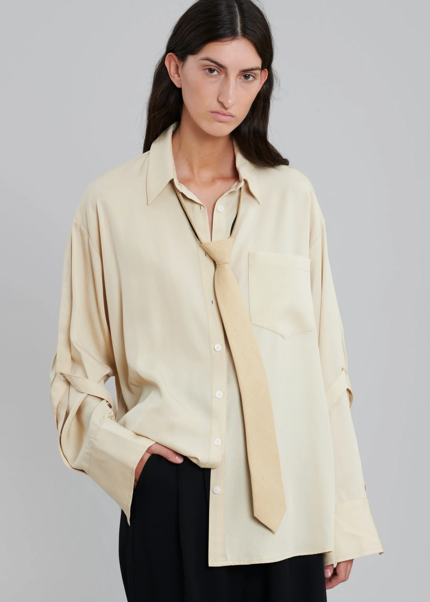 The Frankie Shop Helena Necktie Beige Sale