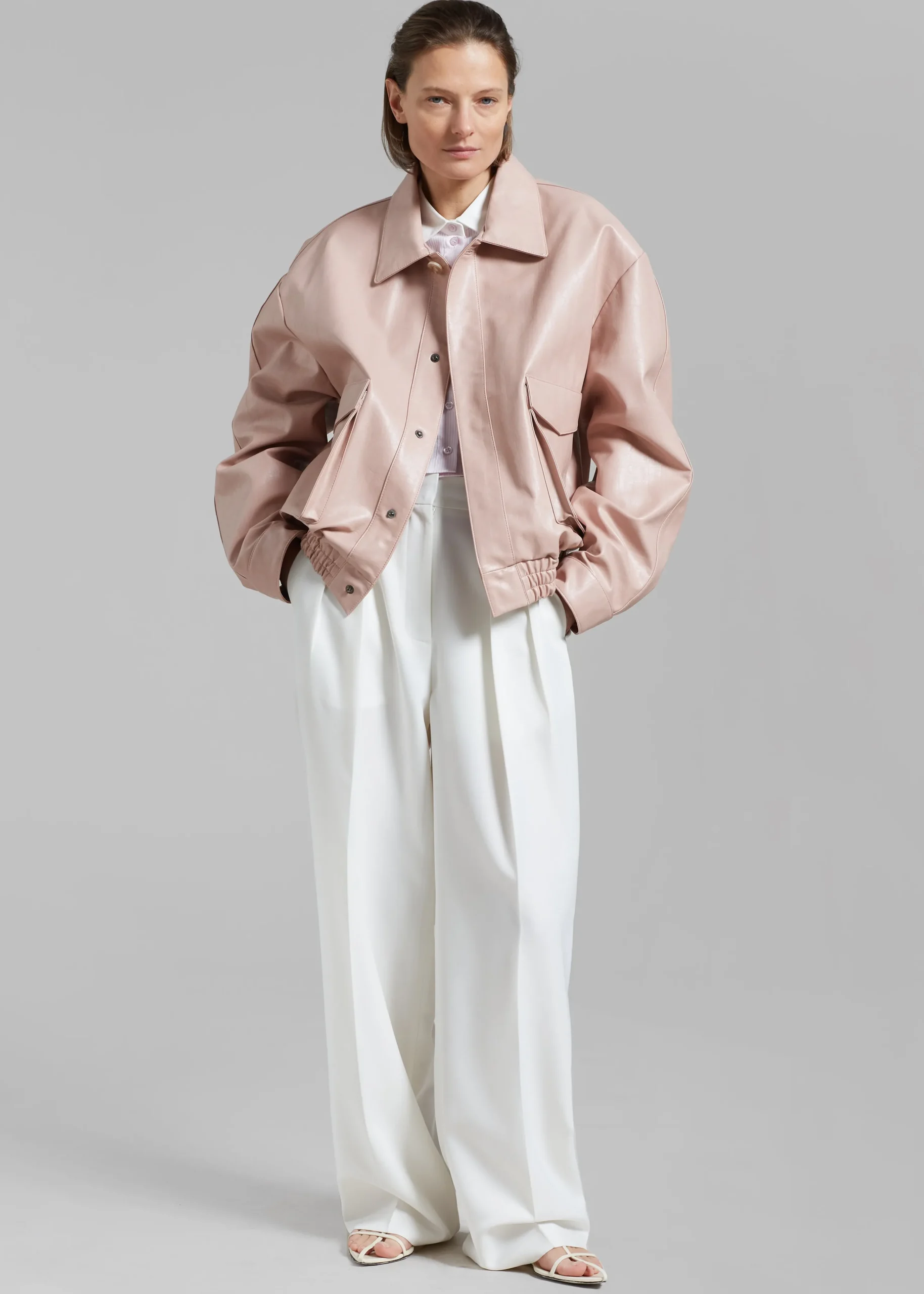 The Frankie Shop Hera Faux Leather Jacket Pink Clearance
