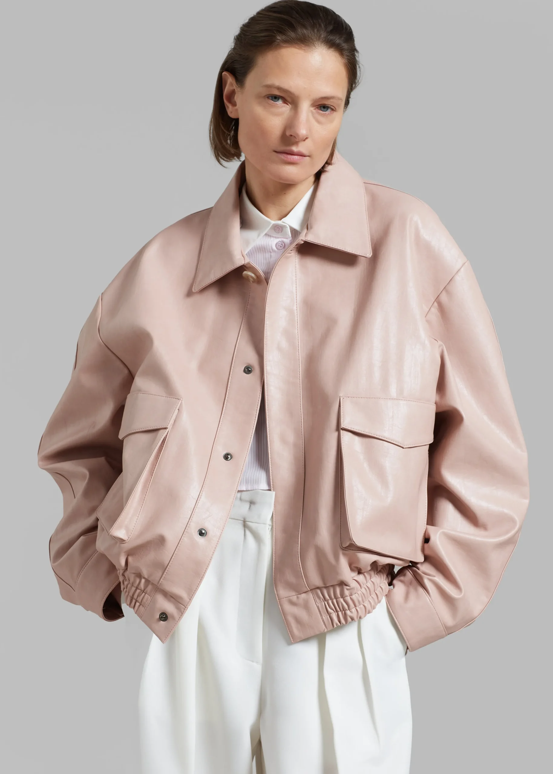 The Frankie Shop Hera Faux Leather Jacket Pink Clearance