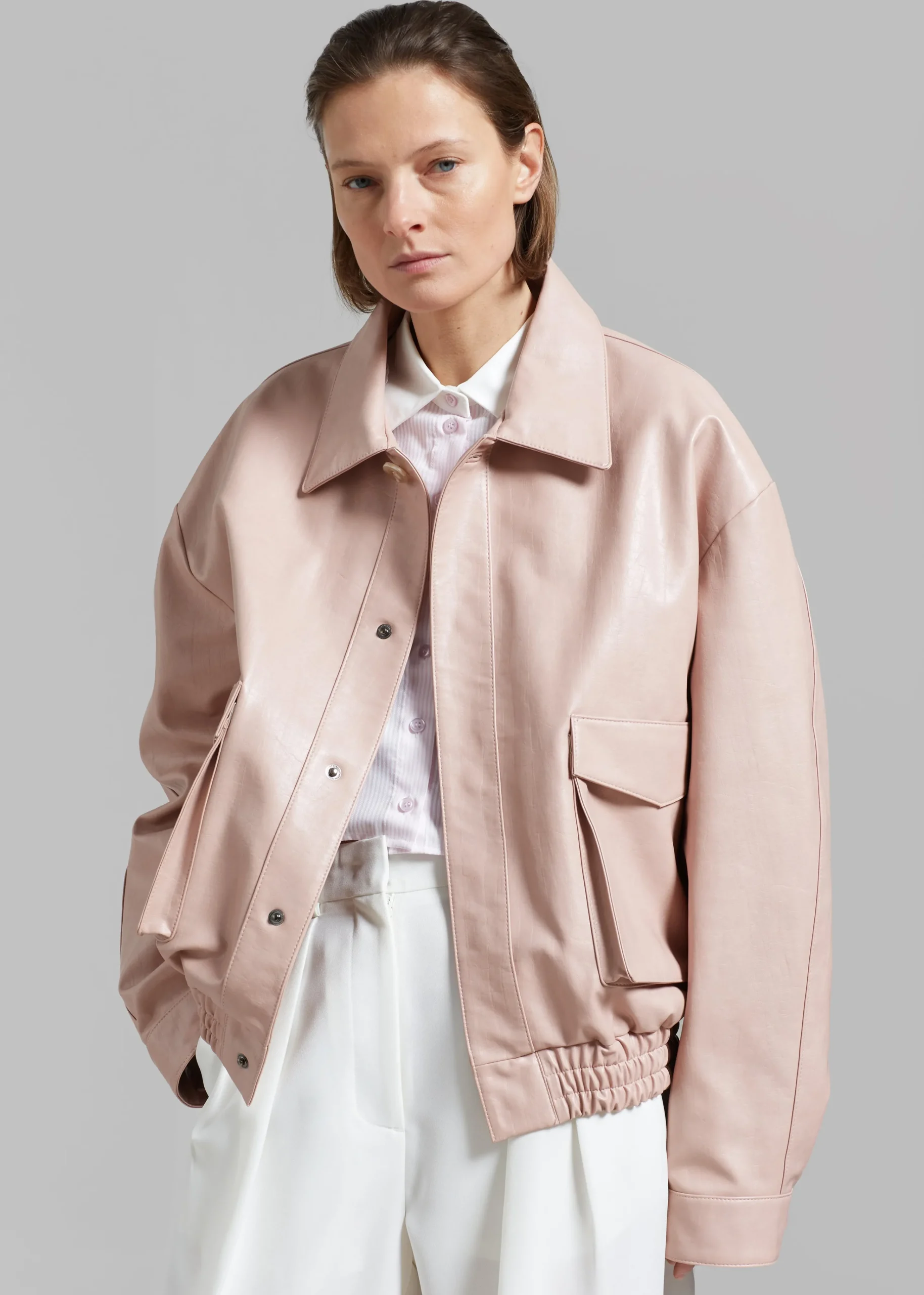 The Frankie Shop Hera Faux Leather Jacket Pink Clearance