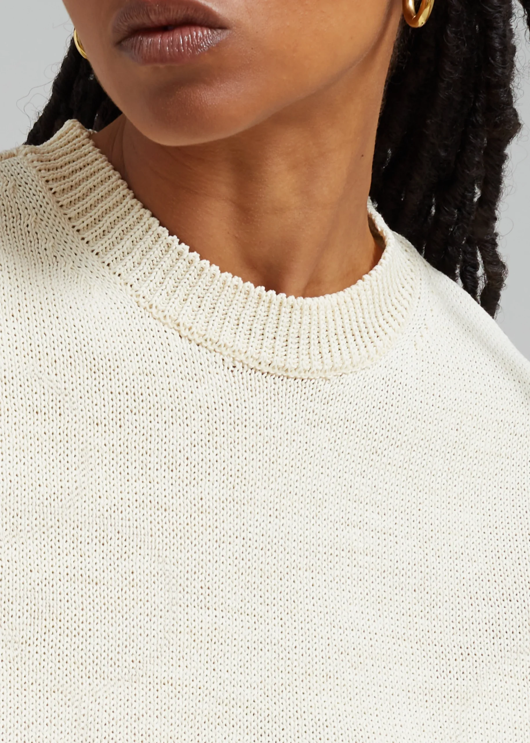 The Frankie Shop Holly Cropped Knit Top Cream Sale