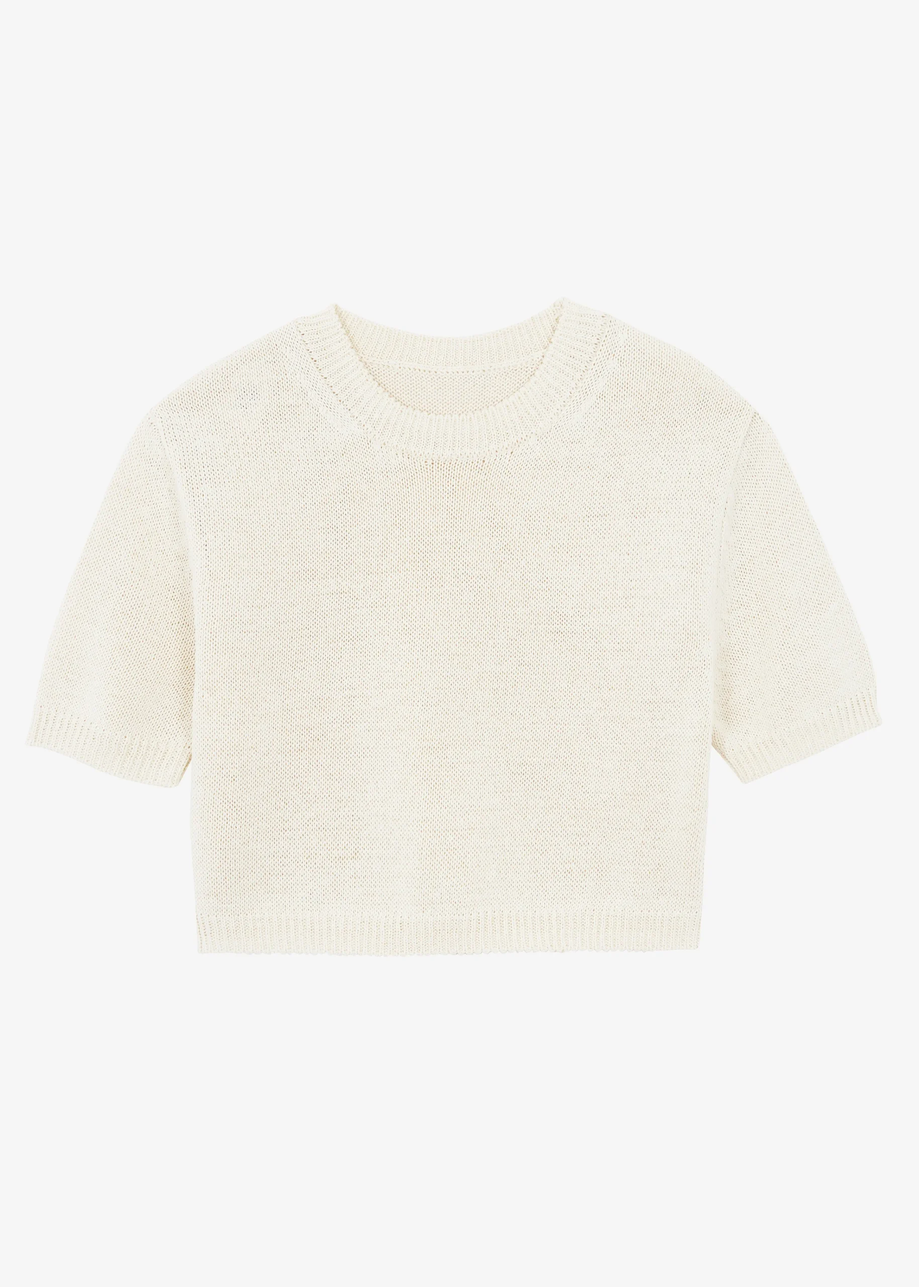 The Frankie Shop Holly Cropped Knit Top Cream Sale