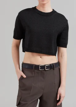 The Frankie Shop Holly Cropped Knit Top Black Best