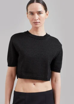 The Frankie Shop Holly Cropped Knit Top Black Best