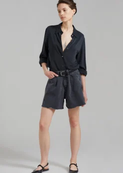 The Frankie Shop Howell Denim Shorts Black Washed Sale