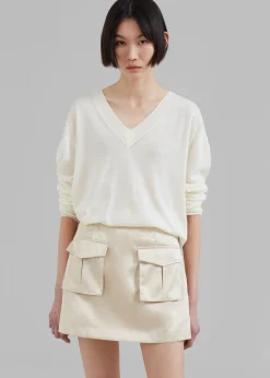 The Frankie Shop Hudson Satin Cargo Skirt Beige Outlet