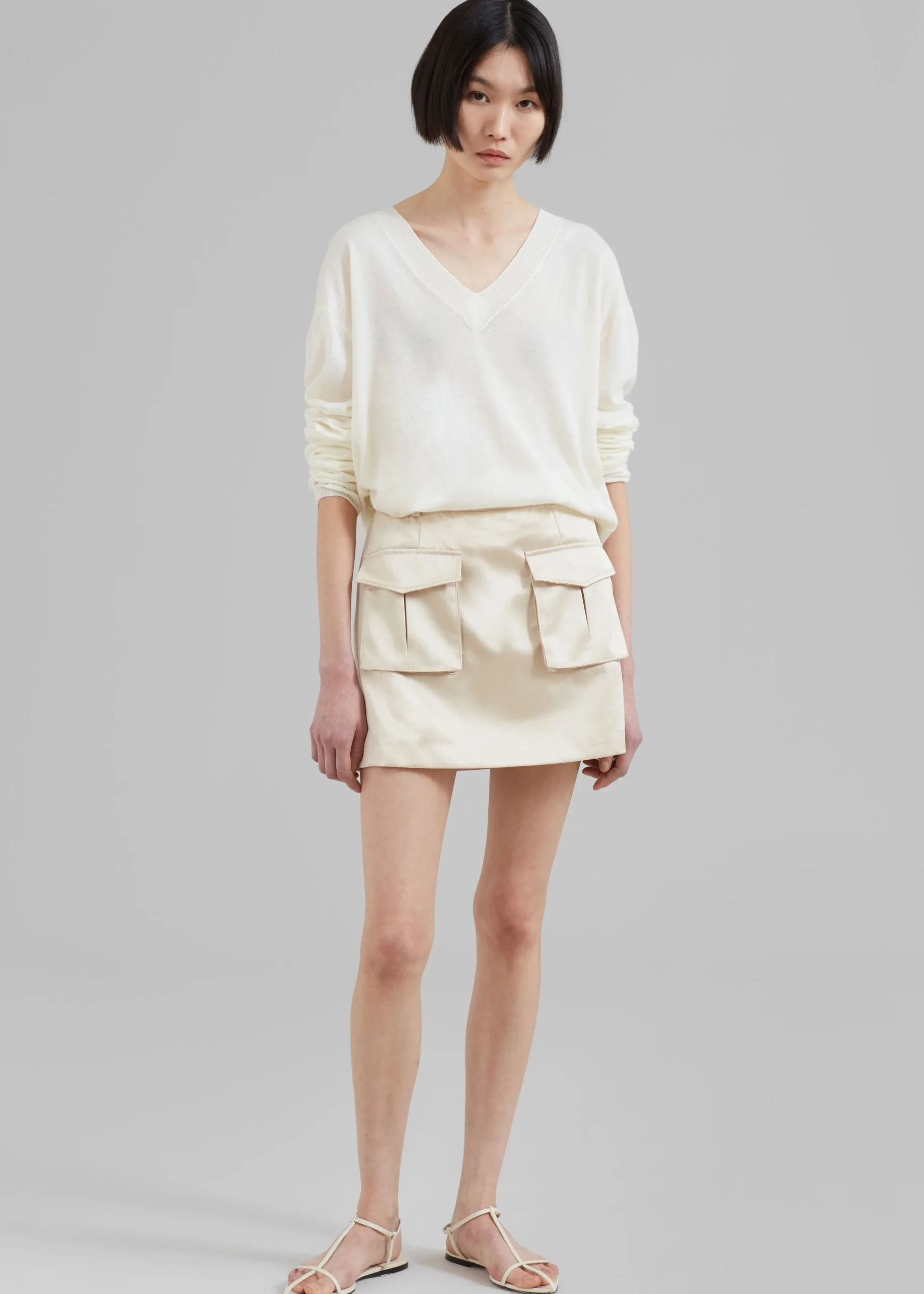 The Frankie Shop Hudson Satin Cargo Skirt Beige Outlet