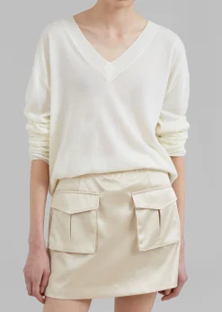 The Frankie Shop Hudson Satin Cargo Skirt Beige Outlet