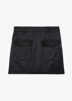 The Frankie Shop Hudson Satin Cargo Skirt Black Best