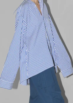 The Frankie Shop Ida Pocket Shirt Blue Stripe Best