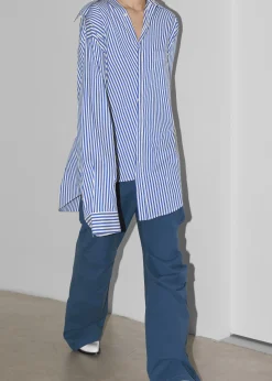 The Frankie Shop Ida Pocket Shirt Blue Stripe Best