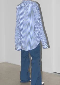 The Frankie Shop Ida Pocket Shirt Blue Stripe Best