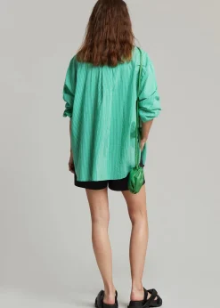 The Frankie Shop Idun Shirt Emerald Stripe Discount
