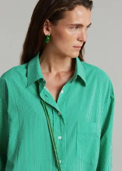 The Frankie Shop Idun Shirt Emerald Stripe Discount