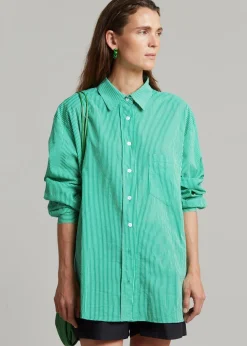 The Frankie Shop Idun Shirt Emerald Stripe Discount