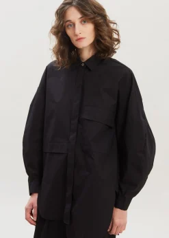 The Frankie Shop Ingrid Balloon Sleeve Shirt Black Discount