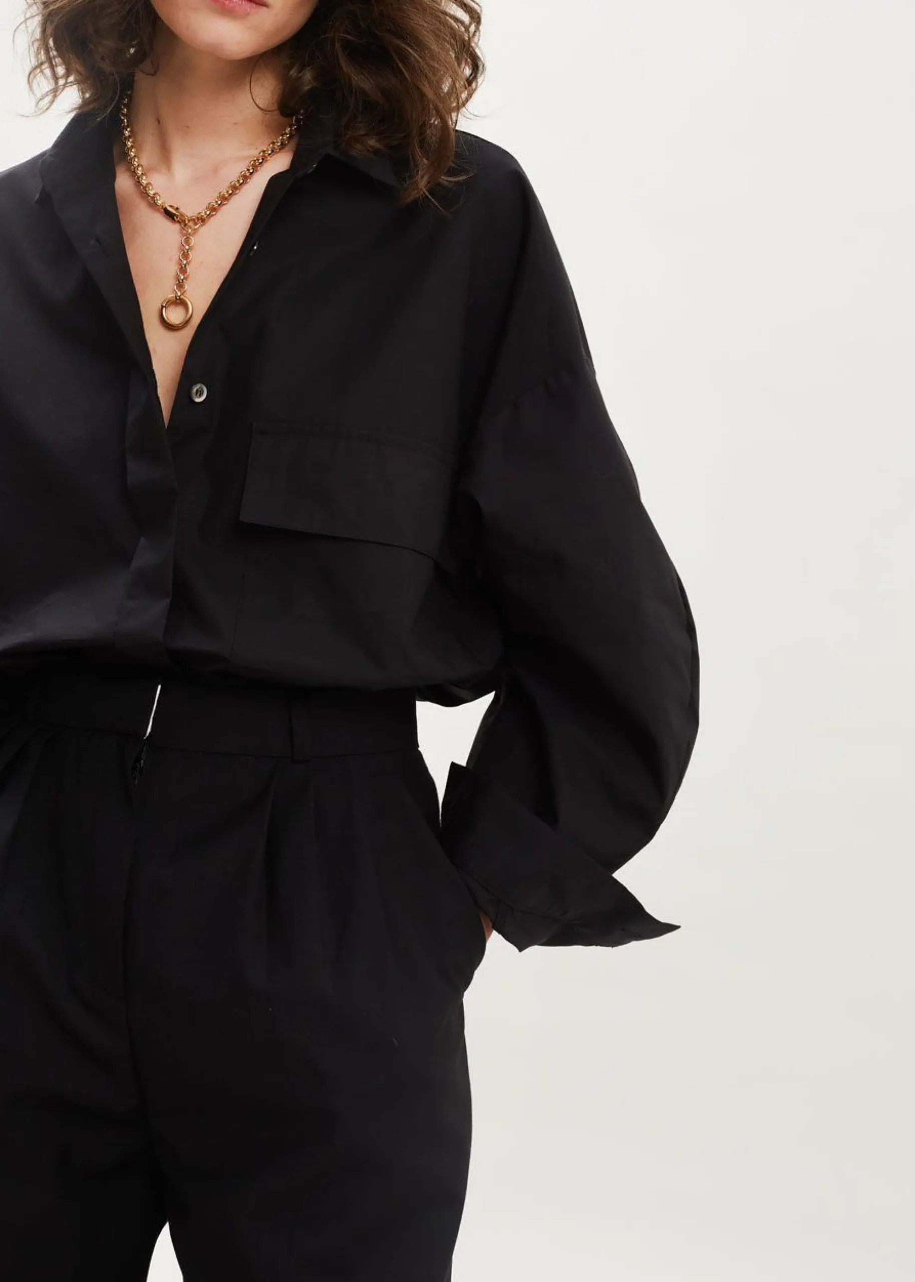 The Frankie Shop Ingrid Balloon Sleeve Shirt Black Discount