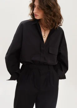 The Frankie Shop Ingrid Balloon Sleeve Shirt Black Discount