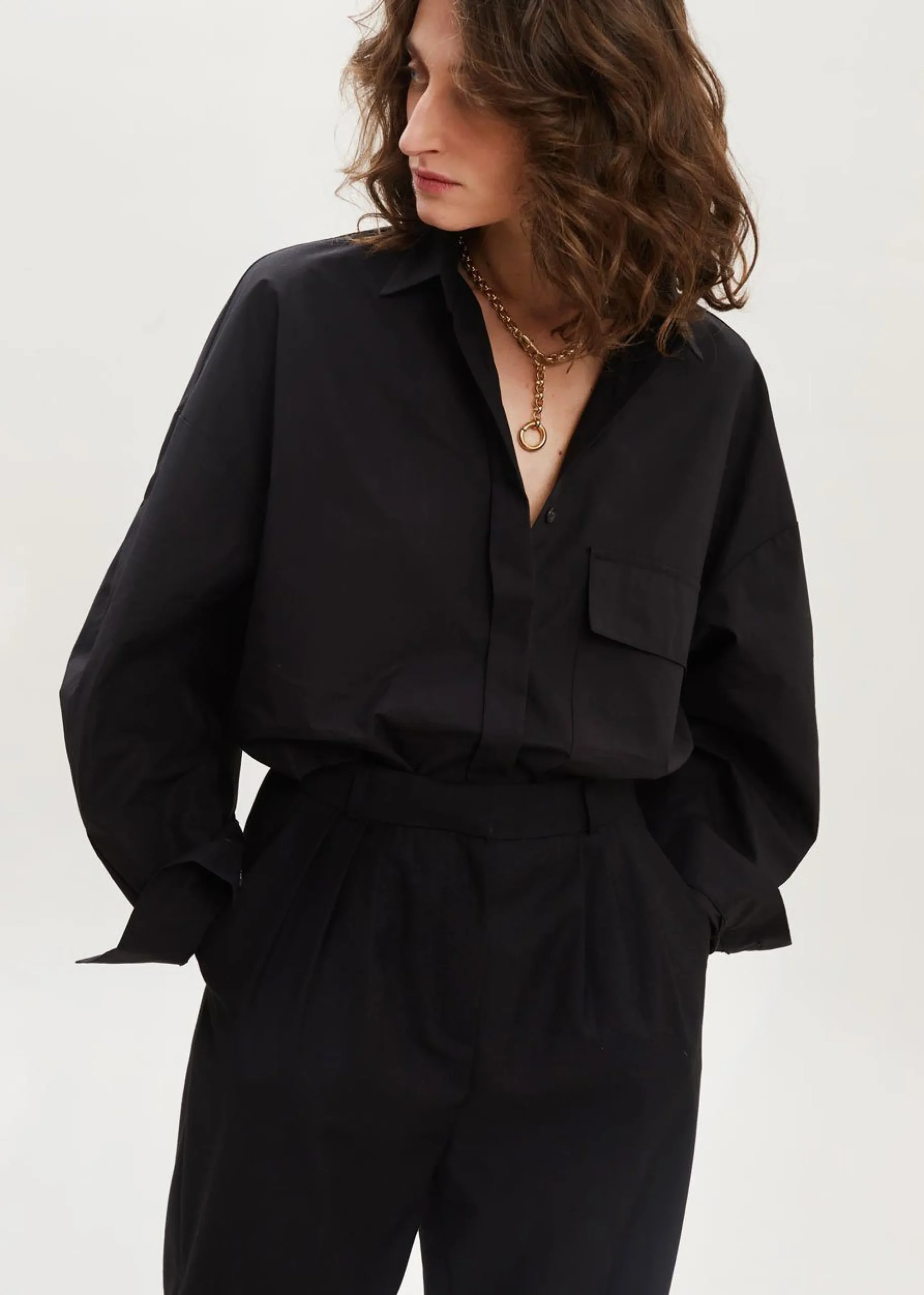 The Frankie Shop Ingrid Balloon Sleeve Shirt Black Discount