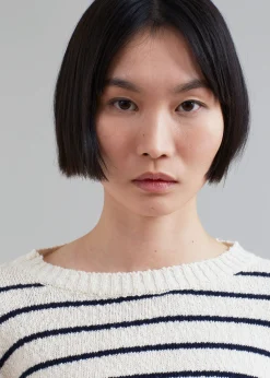 The Frankie Shop Iona Boatneck Cream Sweater Navy Stripe Discount