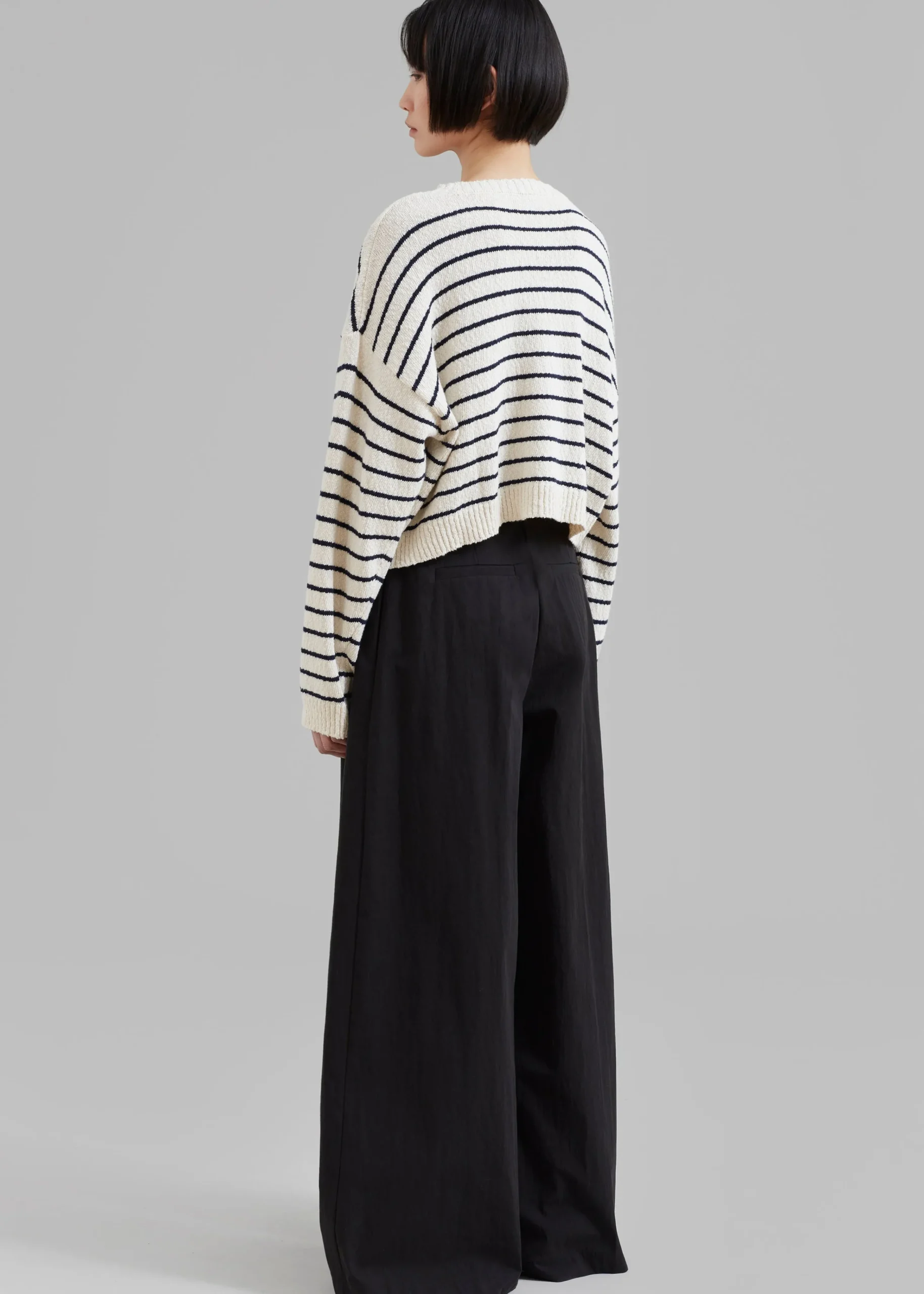 The Frankie Shop Iona Boatneck Cream Sweater Navy Stripe Discount