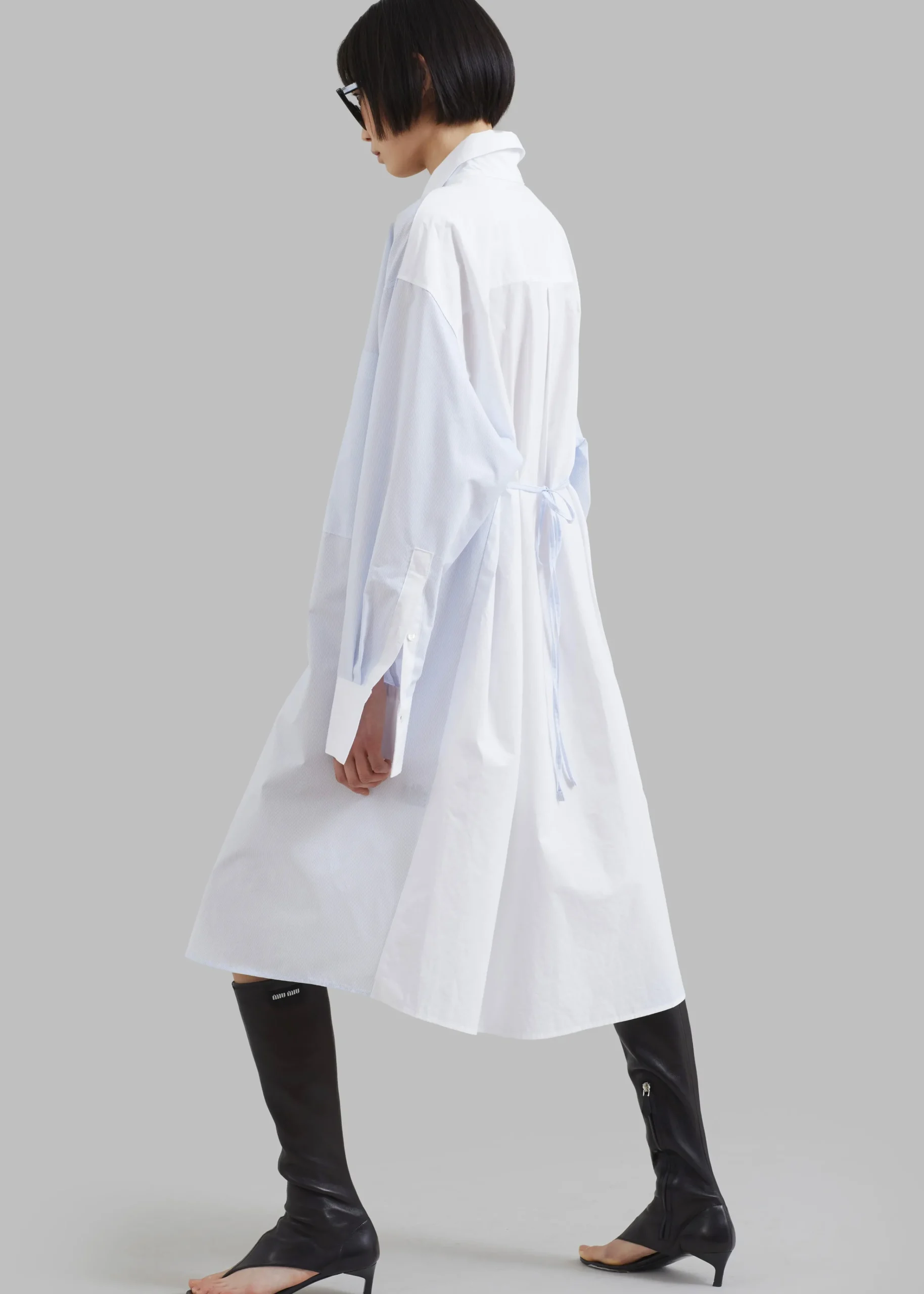 The Frankie Shop Ivy Contrast Cuff Shirt Dress Light Blue Stripe Online