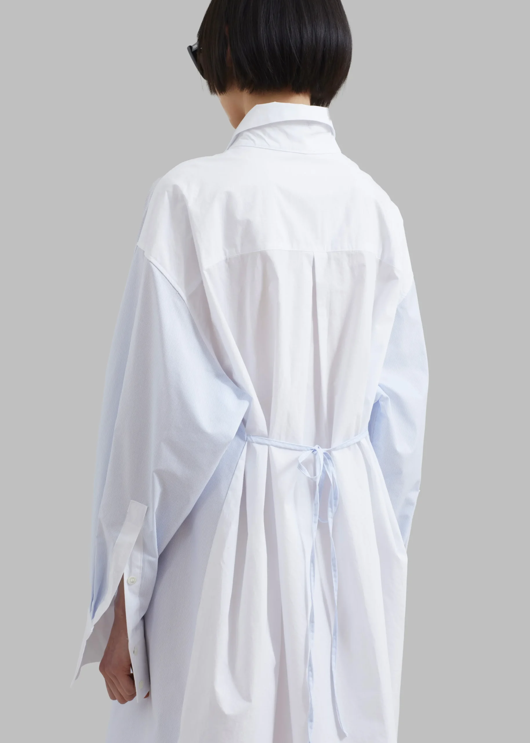 The Frankie Shop Ivy Contrast Cuff Shirt Dress Light Blue Stripe Online