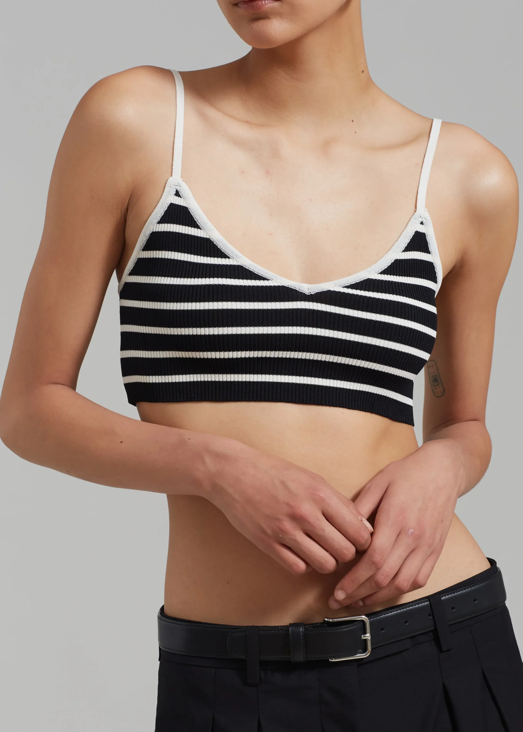 The Frankie Shop Jade Knit Bralette White Stripe New