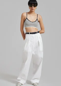 The Frankie Shop Jade Knit Bralette Black Stripe Clearance