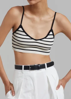 The Frankie Shop Jade Knit Bralette Black Stripe Clearance