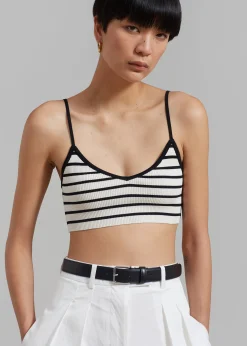 The Frankie Shop Jade Knit Bralette Black Stripe Clearance