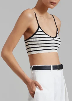 The Frankie Shop Jade Knit Bralette Black Stripe Clearance