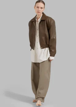 The Frankie Shop Jaden Faux Leather Bomber Brown Sale