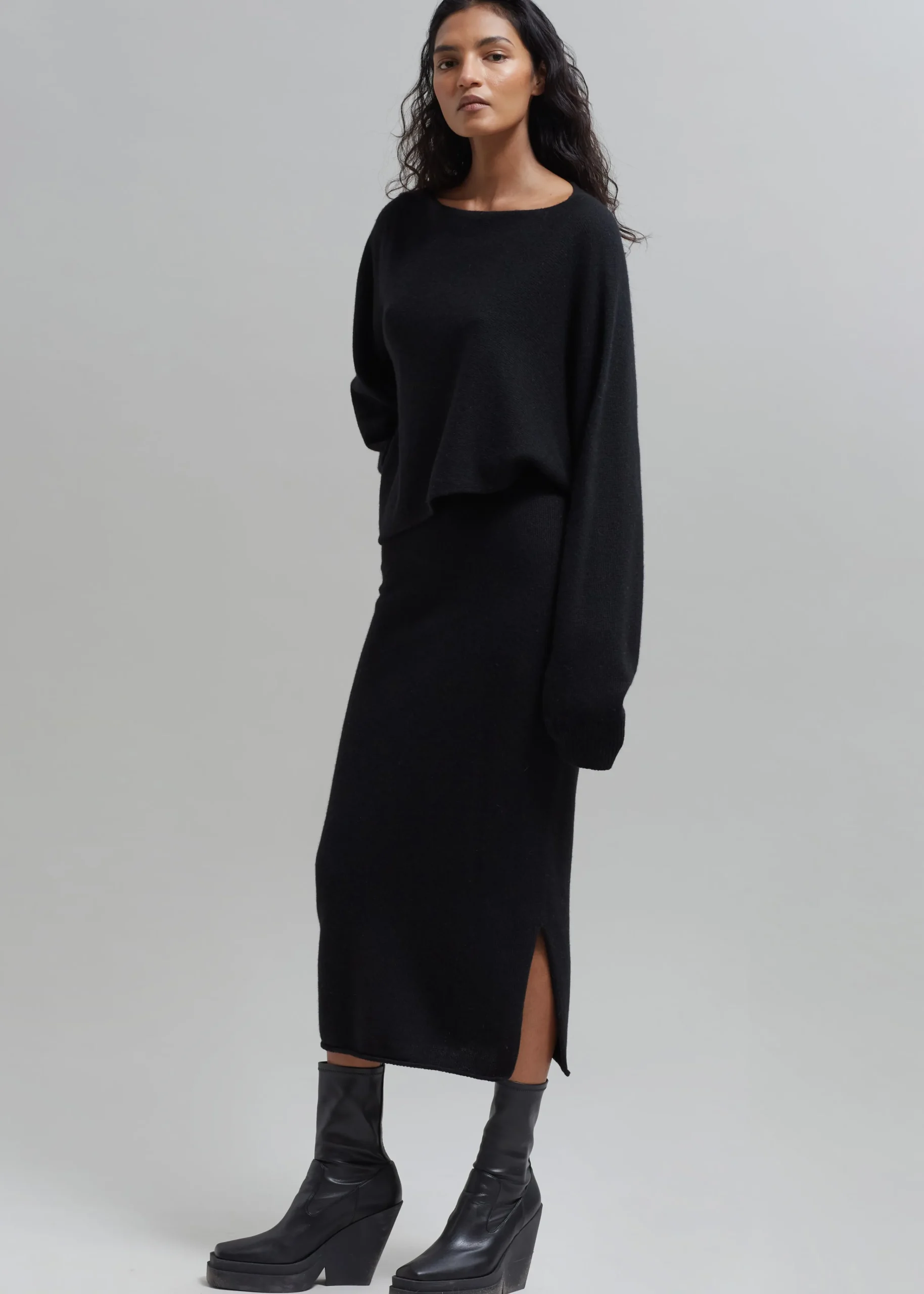 The Frankie Shop Jainy Asymmetric Knit Top Black New