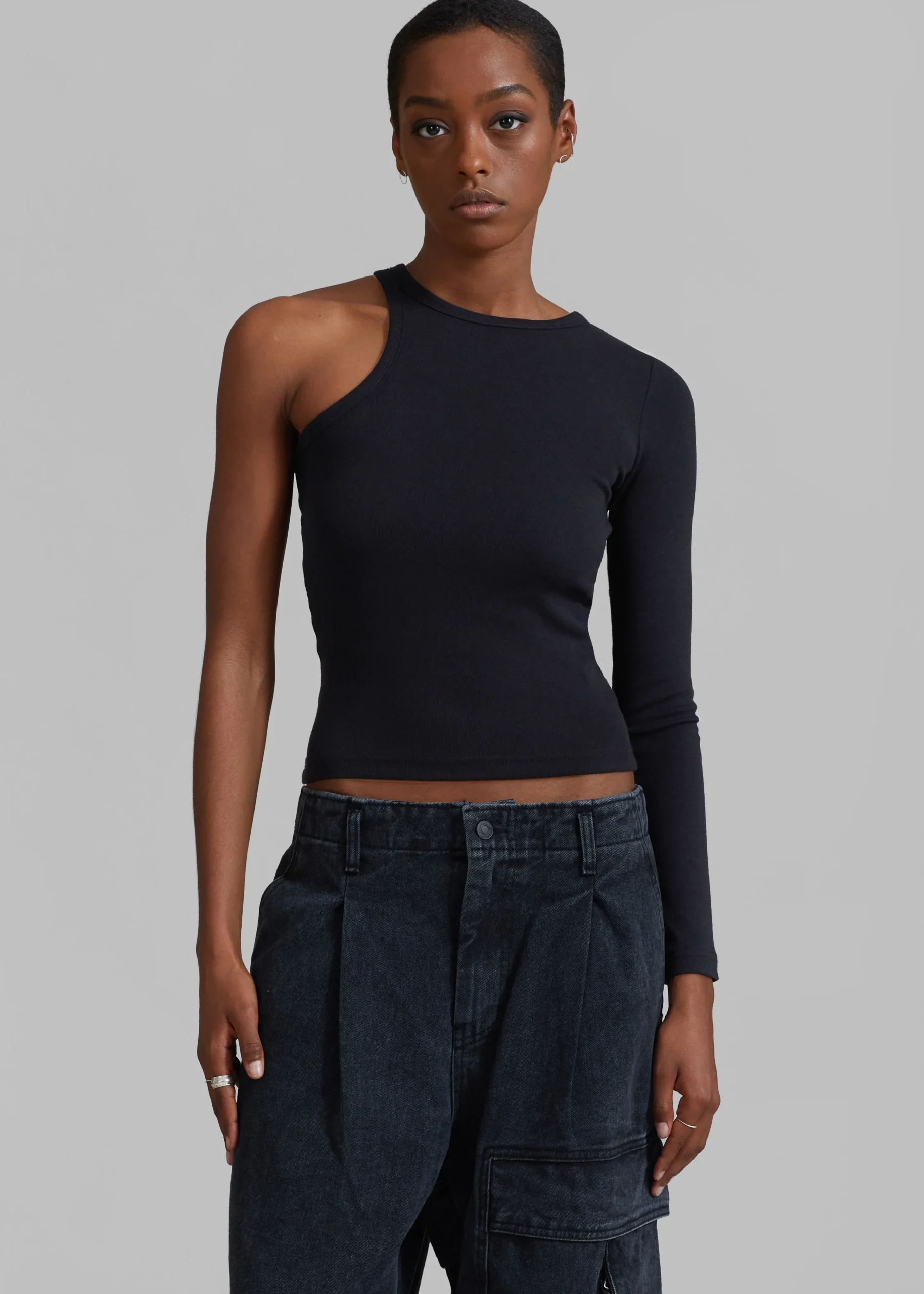 The Frankie Shop Jamie Asymmetric T-Shirt Black Sale