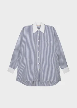 The Frankie Shop Jany Tie-Neck Shirt Blue Stripe Best