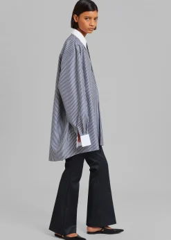 The Frankie Shop Jany Tie-Neck Shirt Black Stripe Outlet