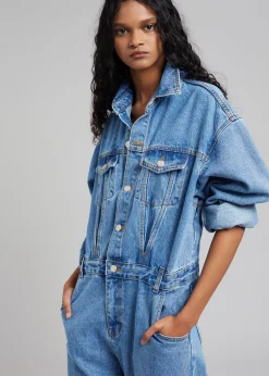 The Frankie Shop Jas Denim Jumpsuit Dark Indigo Clearance