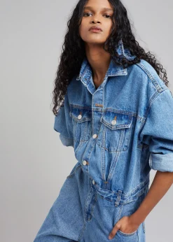 The Frankie Shop Jas Denim Jumpsuit Dark Indigo Clearance