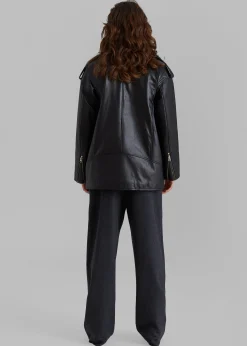 The Frankie Shop Jax Leather Biker Jacket Black Online