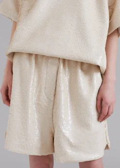 The Frankie Shop Jazz Sequins Boxer Shorts Cream Hot