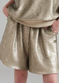 The Frankie Shop Jazz Sequins Boxer Shorts Bronze Sale