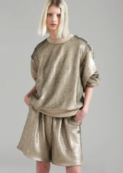 The Frankie Shop Jazz Sequins Boxer Shorts Bronze Sale