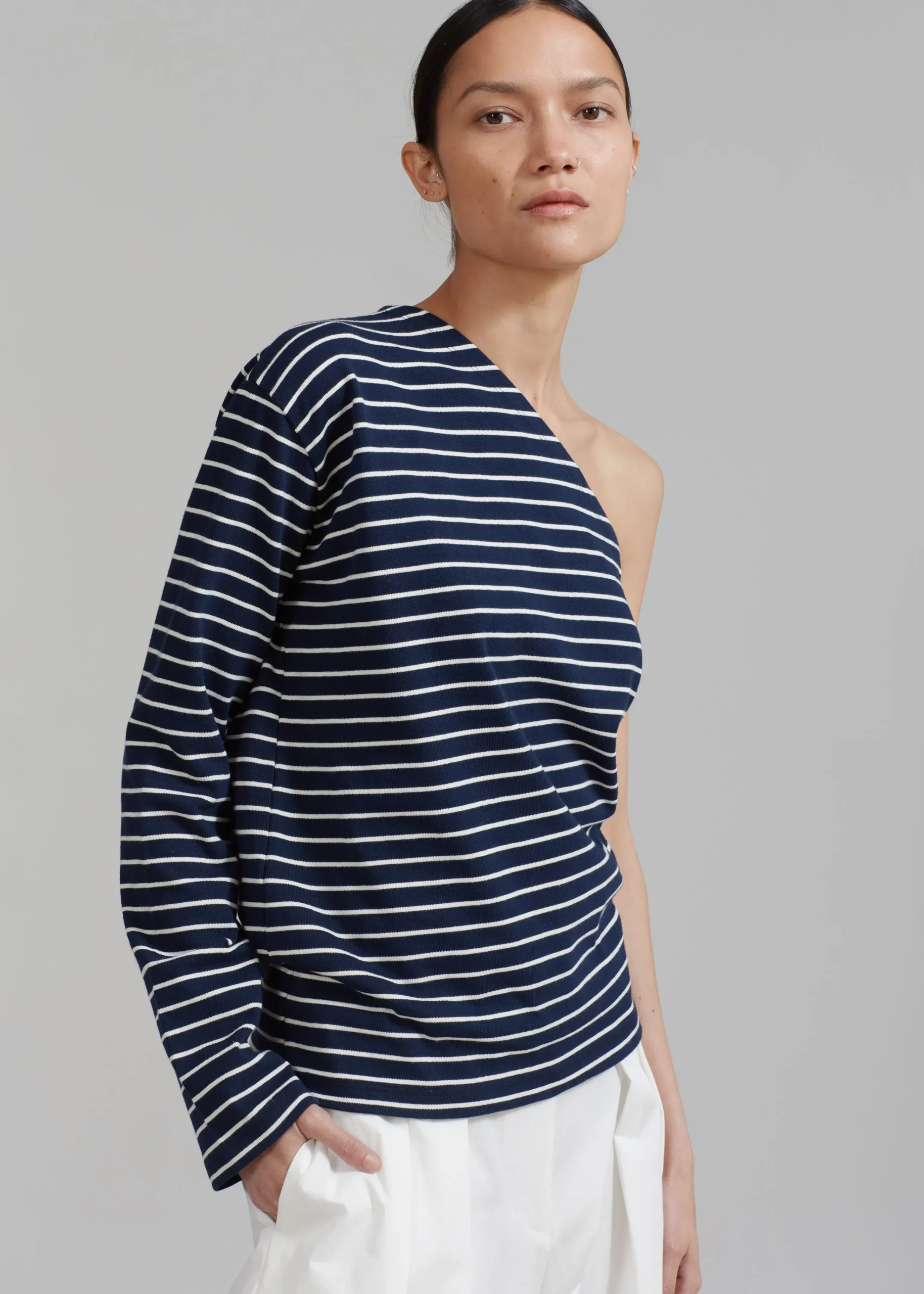 The Frankie Shop Jean One Shoulder Top Navy Online