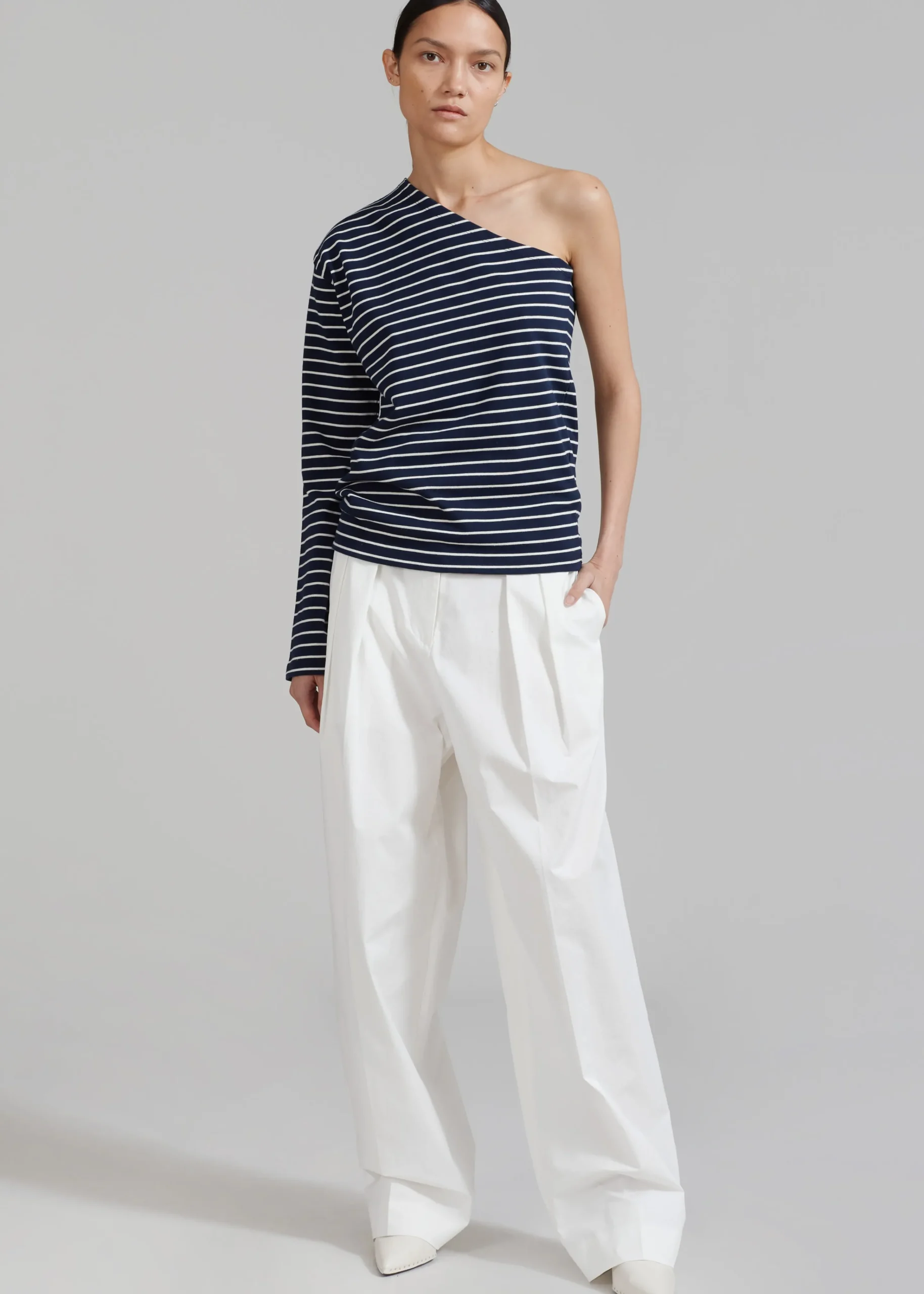 The Frankie Shop Jean One Shoulder Top Navy Online