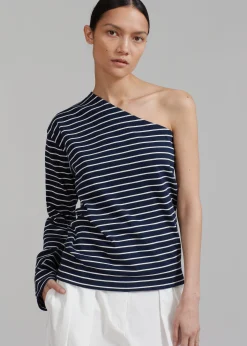 The Frankie Shop Jean One Shoulder Top Navy Online
