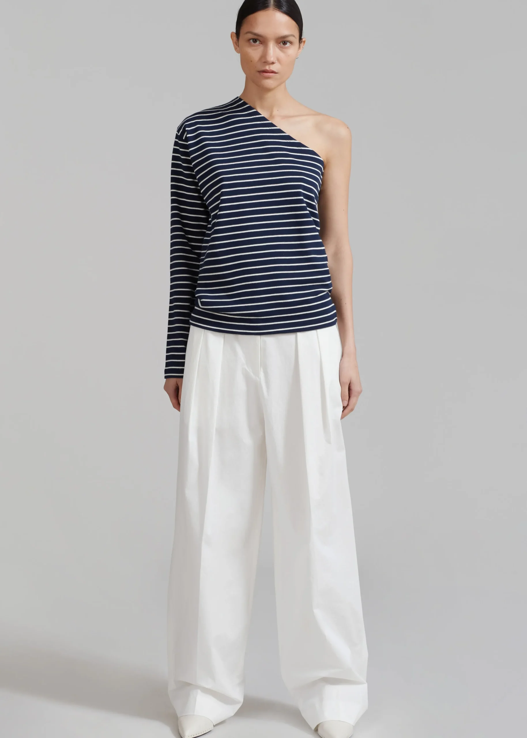 The Frankie Shop Jean One Shoulder Top Navy Online