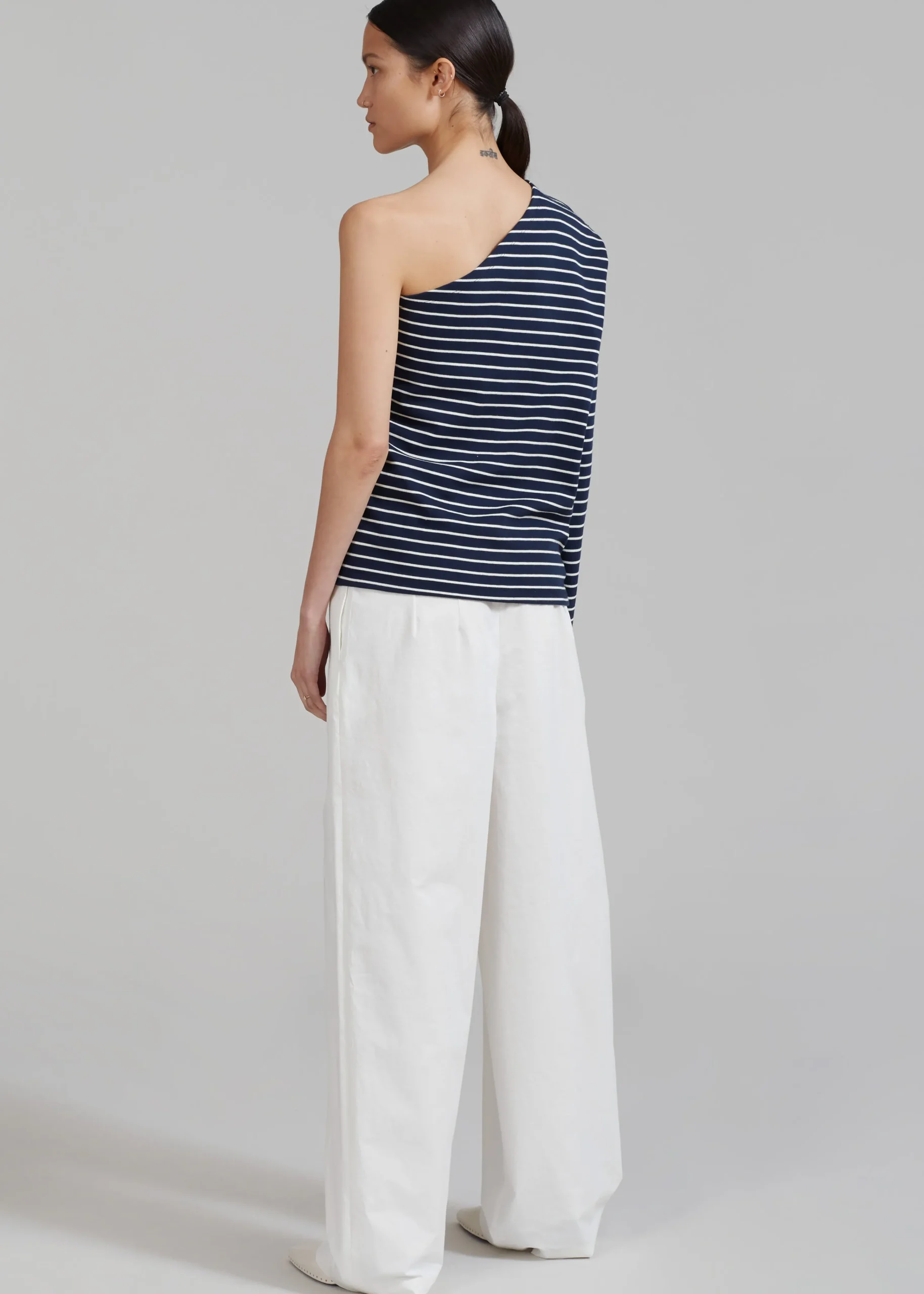 The Frankie Shop Jean One Shoulder Top Navy Online