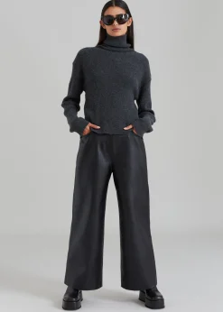 The Frankie Shop Jensen Turtleneck Sweater Charcoal Sale