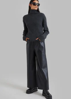The Frankie Shop Jensen Turtleneck Sweater Charcoal Sale